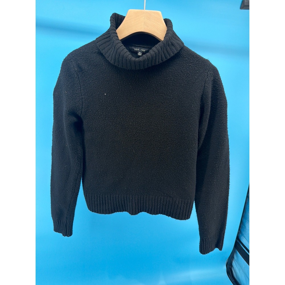 Love Tree Black Turtleneck Sweater Womens Medium Long Sleeve Knit Pullover Top